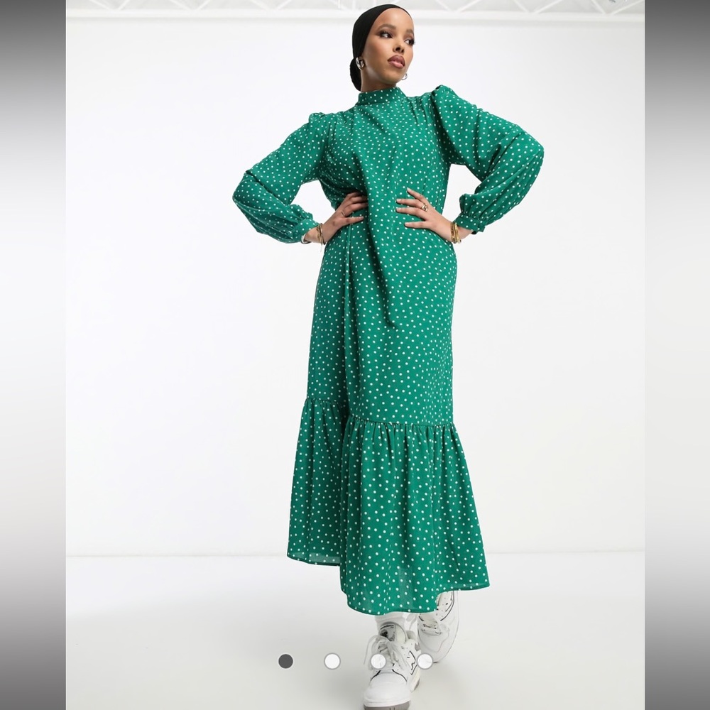 ASOS Green Polka Dot Maxi Dress